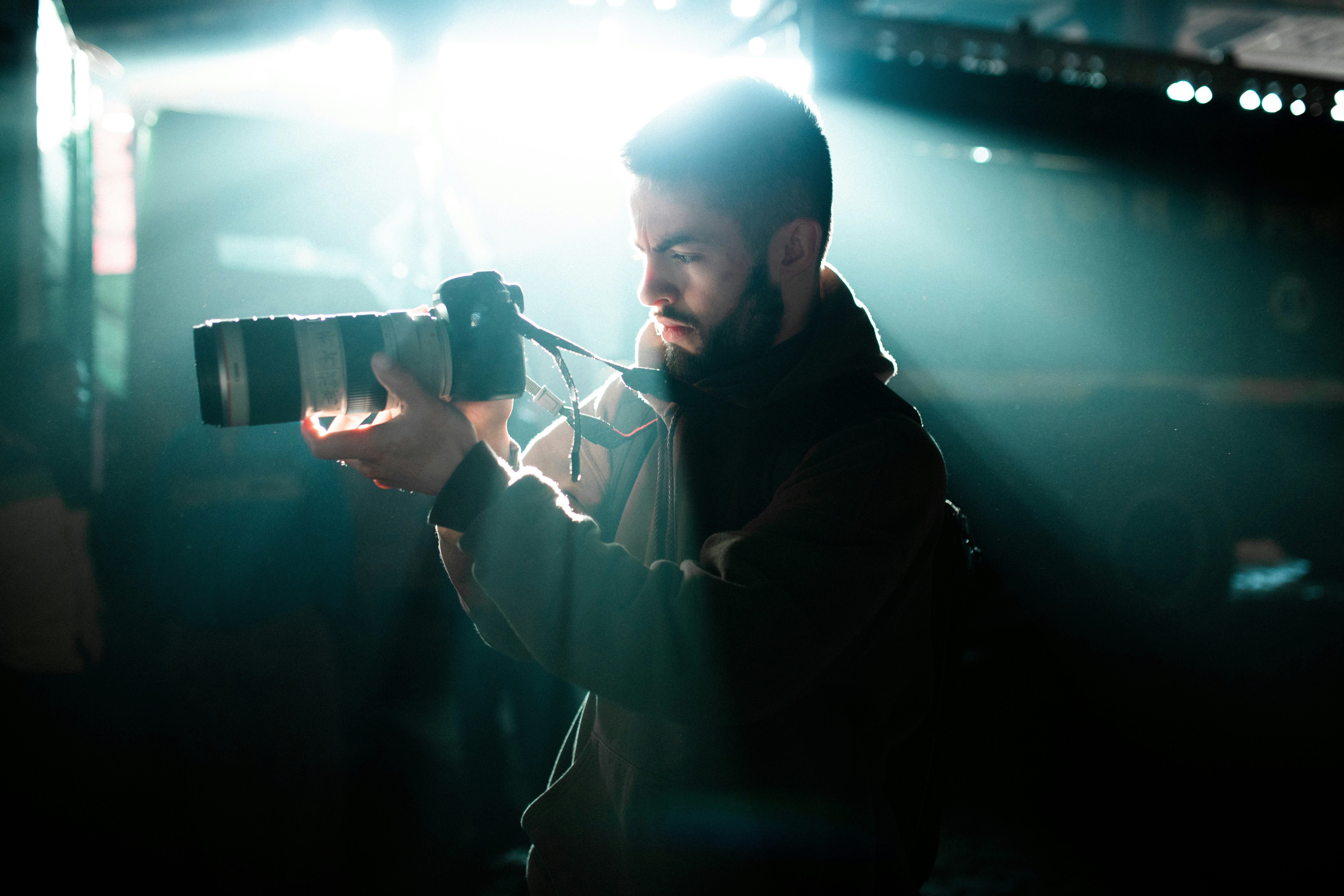 man using camera